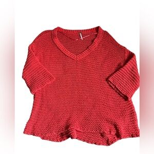 Free People Slouchy Chunky Knit Shirt Orange/Coral Large Comfy